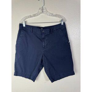 Hugo Boss Mens Navy Blue Chino Slice Shorts Size 36 Casual Preppy Cotton Blend